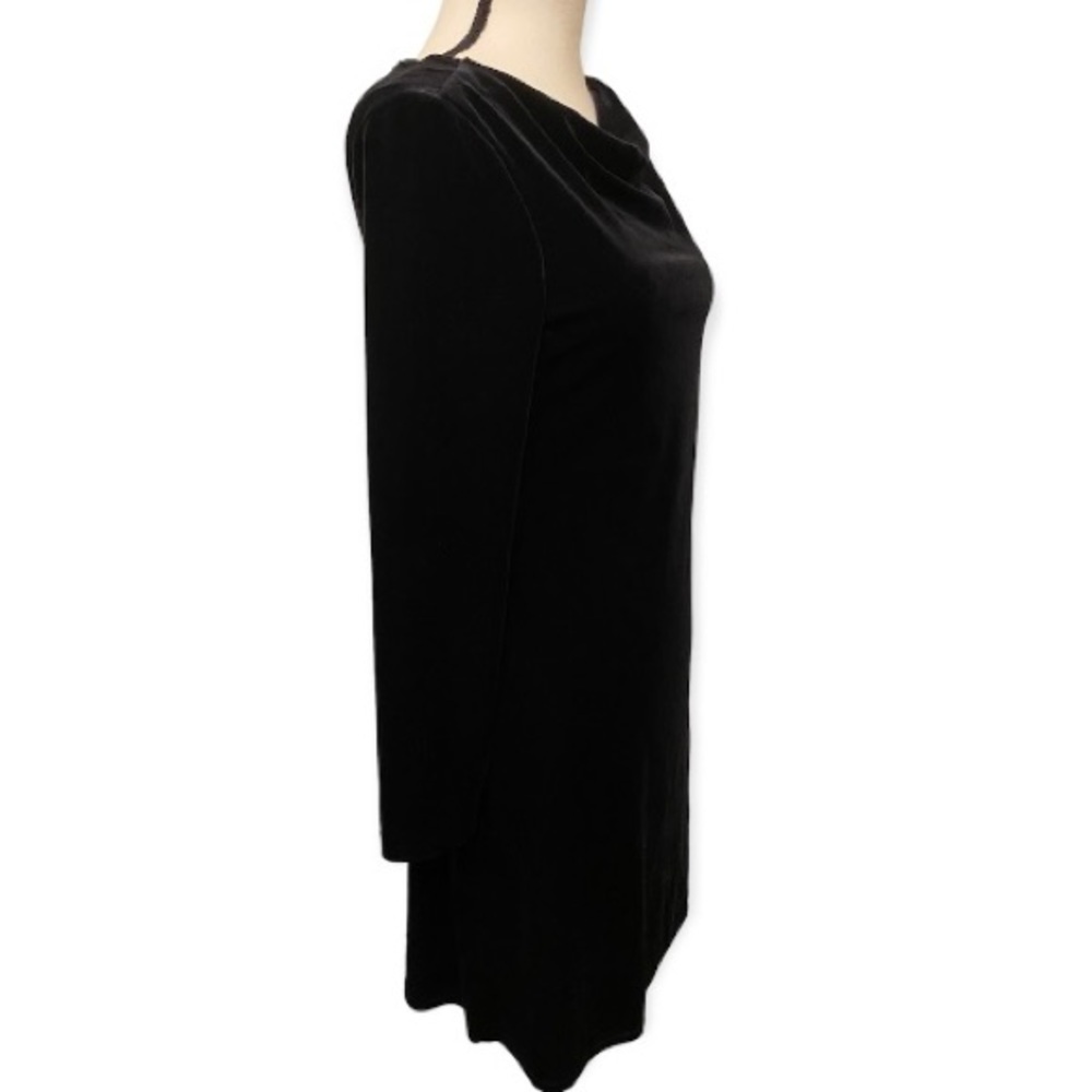 Social Circles 8 Petite Velour Long Sleeve Dress Black Bodycon Some Stretch - Picture 2 of 9